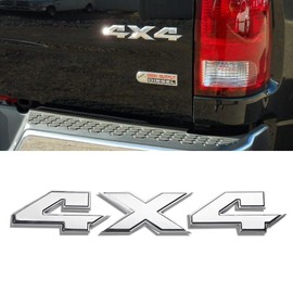 4x4 Emblem Sticker, 8.8 Inch Silvery Badge Chrome Decal Sticker Replacement, Truck Decals Auto Accessories Compatible with Dodge Ram 1500 2500 3500, Jeep Grand Cherokee Compass Wrangler, Silver