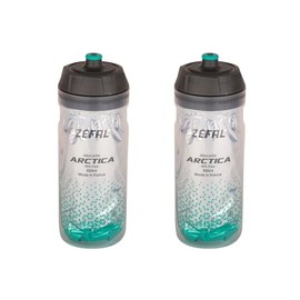 ZEFAL Pack Arctica 55 - Double Pack Bicycle Bottles 550 ml - Isothermal Bicycle Bottle - Odourless and Waterproof - BPA-Free Sports Bottle, Silver/Caribbean Green