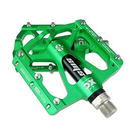 FrontStep High Quality Aluminium Alloy Non-Slip Pedals Lightweight MTB/Mountain Bike/Road Bike/City Bike/Cycling Pedal/BMX with Cr-Mo Steel Spindle Bicycle Pedals (Green)
