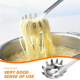 Healvian Stainless Steel Spaghetti Spoon Pasta Ladle Server with Teeth Noodle Colander
