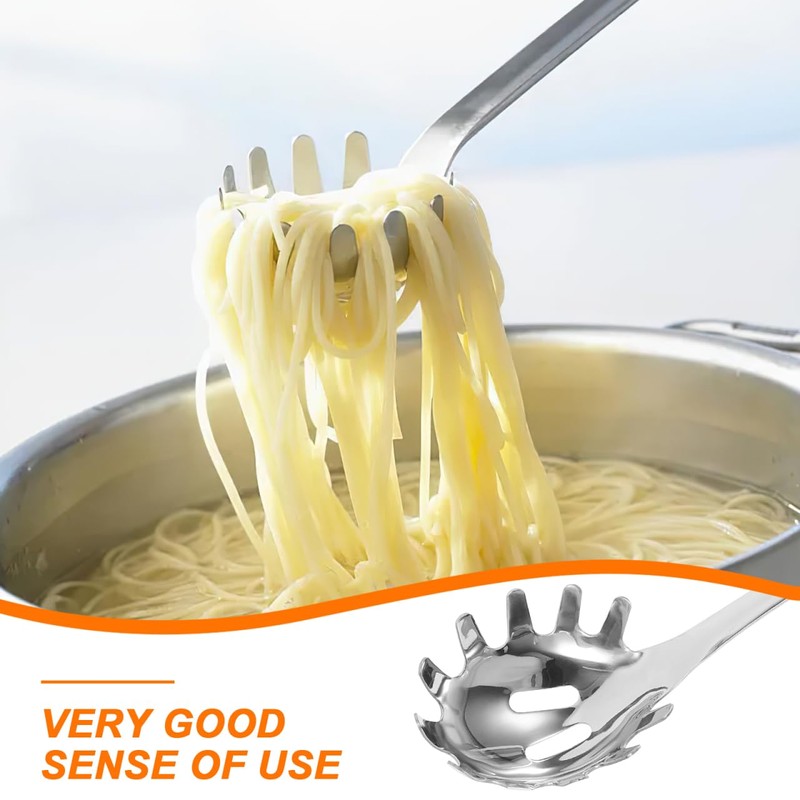 Healvian Stainless Steel Spaghetti Spoon Pasta Ladle Server with Teeth