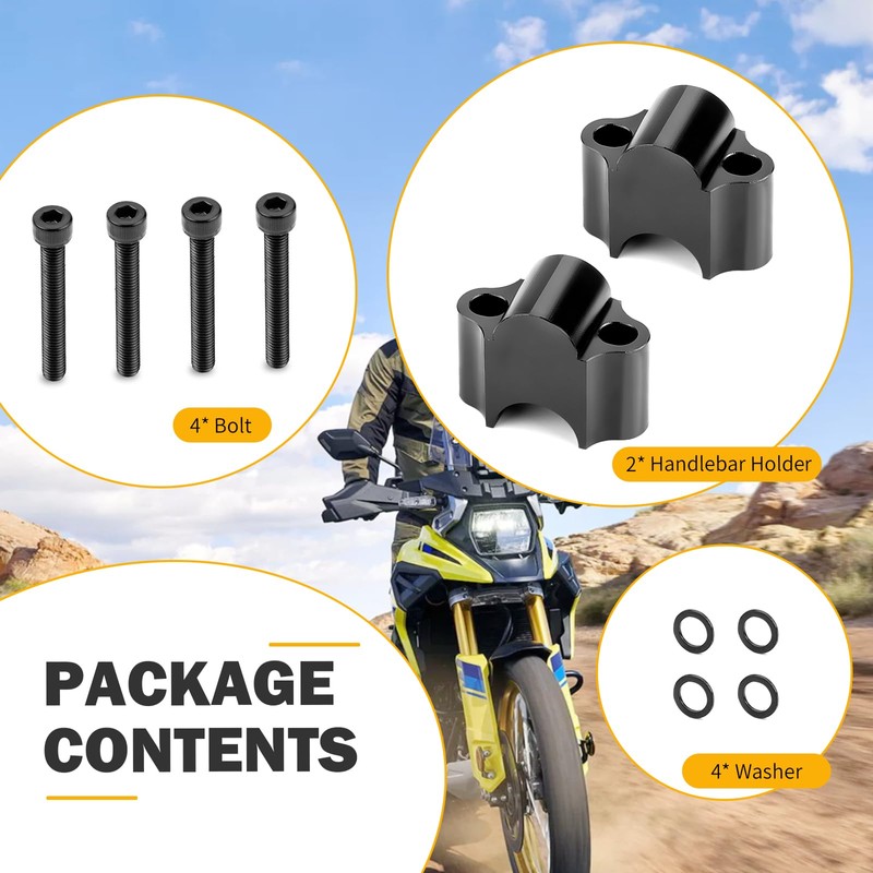 7/8" Heavy Duty Black Handlebar Risers 30mm Height for Motorcycle