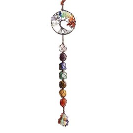 Fmelut Tree of Life 7 Chakra Stones Dream Catchers Healing Crystals Gifts Feng Shui Witchy Room Decor for Women Hangings for Curtain Cars