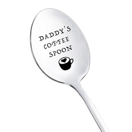 Christmas Birthday Gift Spoon for Daddy Coffee Tea Lover Gifts Spoons Daddy's Coffee Spoon for Daddy Fathers Day Dad Gifts from Daughter Son Engraved Stainless Steel Spoon