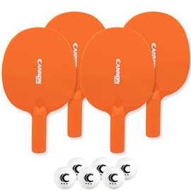 Cannon Sports Unbreakable Table Tennis Paddle Set (4 Orange Paddles + 6 White Balls)