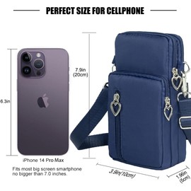 Pequeñas bolsas cruzadas para mujer, bolsa universal para teléfono celular, bolsillos ligeros, mini bolsa de hombro, azul (01 Darkblue), Small