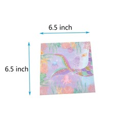 40PCS Mermaid Napkins,Mermaid Party Supplies Disposable Cocktail Dinner Mermaid Napkins for Under the Sea Mermaid Birthday Shower Party Decorations(13")