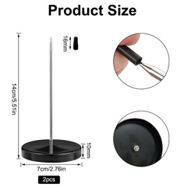 euluoziqing Pack of 2 Note Sticks, Receipt Holder, Receipt Holder with Round Base for Cash Receipt Storage Bars Offices 14 cm (Black)