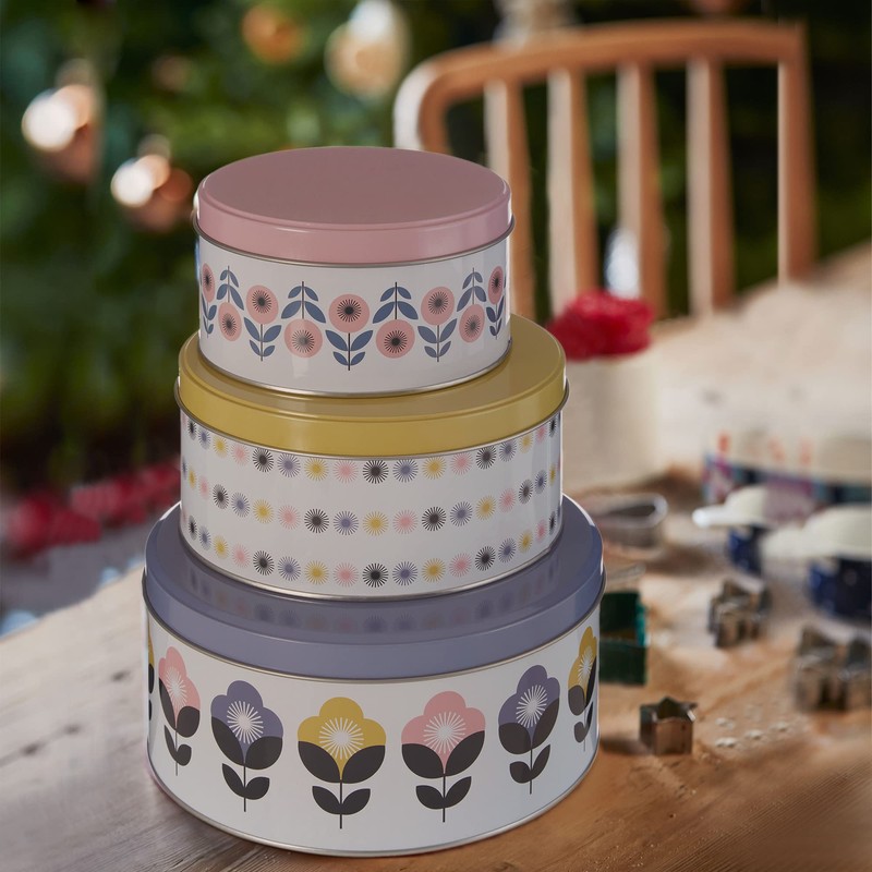 Premier Housewares Joni Storage Tins, Round, Set of 3,H9 x
