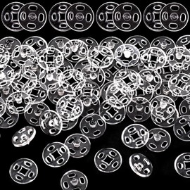 Pndeyo 36 Set Sew-on Snap Buttons, 10mm Plastic Snaps Fasteners, Invisible Clear Press Buttons for Shirt Skirt Jeans Coat Jacket Windbreaker Hats Shoes Bag