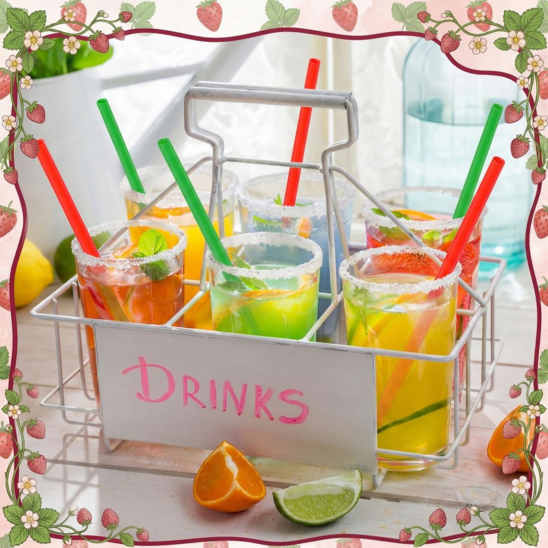 100 Pcs Strawberry Shape Plastic Straw Sweet Fruit Theme Disposable