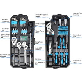 Prostormer 228-Piece Mechanics Tool Set, General Purpose Mixed Sockets and Wrenches Auto Repair Tool Kit with Plastic Storage Case