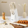 Elitequo 8 Piece Kitchen Knife Block Set with Sharpener,Dishwasher Safe,German