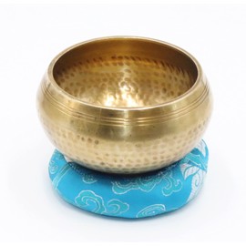 SANSKAR NEPAL Tibetan Hand Hammered Singing Bowl - 4 Inches - For Meditation, Yoga, Sound Therapy, Spiritual Healing, Prayer, Mind and Body Relaxation (SKY BLUE)