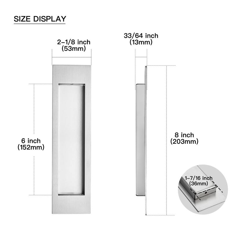 Ravinte 2 Pack Brushed Nickel Sliding Closet Door Handles Silver