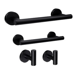 SEIDO Towel Bar for Bathroom Wall Black Bathroom Accessories Set, SUS 304 Stainless Steel Bathroom Hardware Set Black Towel Rack 4-Pieces