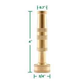 Watflow 3/4" Solid Brass Hose Nozzle - Heavy Duty High Pressure Hose Nozzle,Easy Twist Water Hose Nozzle Sprayer for Watering Flowers, Lawns, Cleaning Ground, Cleaning Car
