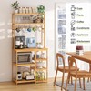 BMOSU Bakers Rack Bamboo for Kitchen with 12 S-Shaped Hooks