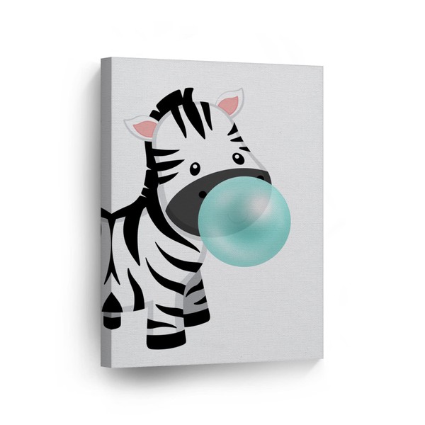 Smile Art Design Cute Zebra Animal Bubble Gum Art Teal