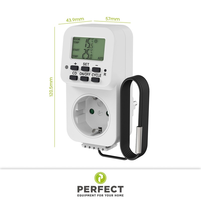 Perfect Thermostat Socket, Temperature Controller 230 V, Socket Thermostat with