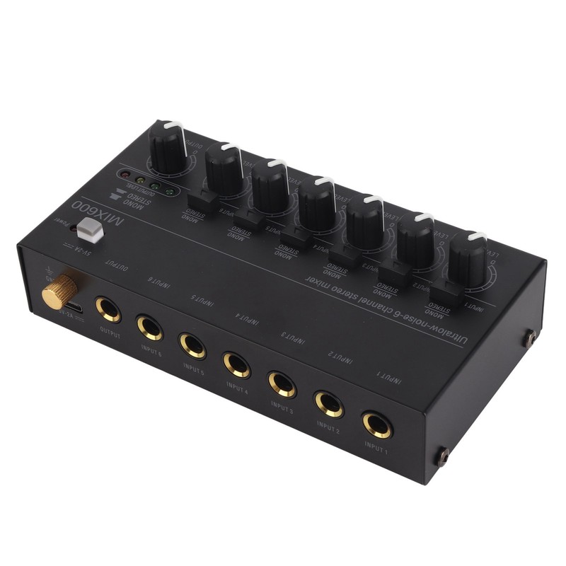 Sound Mixer Ultra Compact Metal Low Noise 6 Channel Stereo