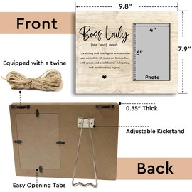 Boss Birthday Gifts for Women Wood Picture Frame Picture Frame for Desk Cool Gifts for Bosses Wall Picture Frames Unique Picture Frames Boss Lady Frame Funny Boss Gifts Picture Gifts - Jrm690