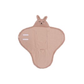 Jollein Baby Einschlagdecke - Bunny, Wild Rose - Mit Ohren Und Häschengesicht - 100% Polyester - 100x105cm - Wickeldecke für Babys