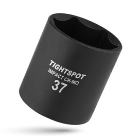 TIGHTSPOT 1/2 Inch Drive - 37mm Shallow Impact Socket with Anti-Rounding 6 Point Design, Heat-Treated CRMO Steel, Metric