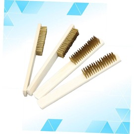 minkissy Ergonomic Wooden Handle Copper Wire Brush 4pcs Set Deep Cleaning Rust Paint Removal Kitchen Essential