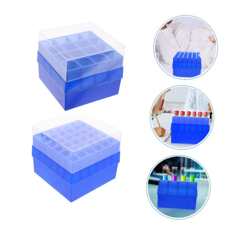 FELTECHELECTR 2pcs Test Tube Holder Storage Box Tube Case Slots