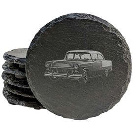 Coast in Chrome: Retro 1955 Bel Air Coasters for Any Drink - Round Slate - set of 4
