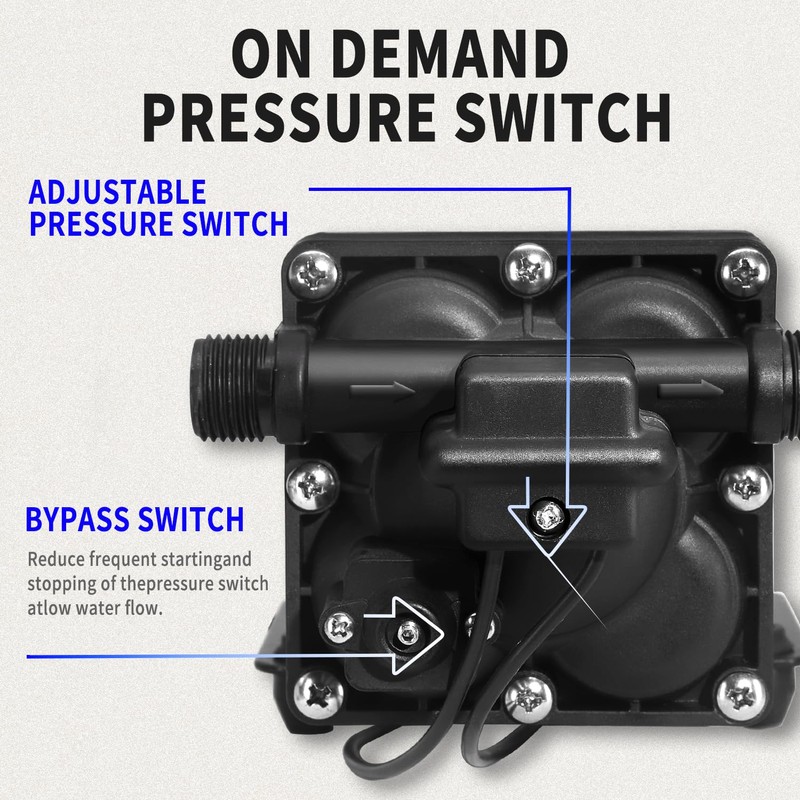 FlowFluid 110V AC Water Pressure Booster Pump for RV,70PSI 5GPM