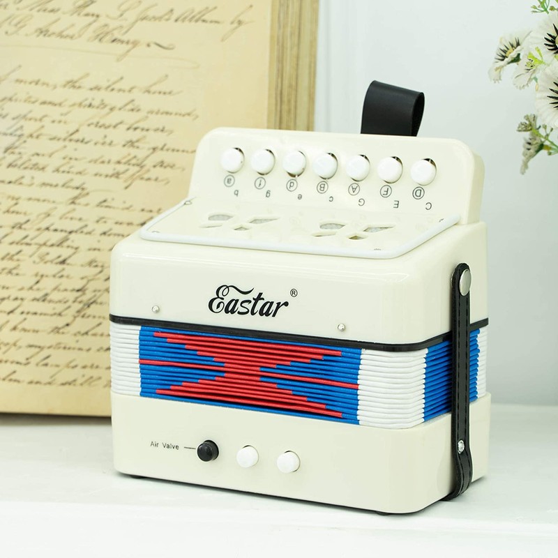 Eastar Piano Accordion 10 Keys Beginner Set, Musical Instrument, White