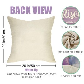 Fahrendom Happy Easter Christian Decorative Throw Pillow Covers 20x20 Set of 4, Religious He is Risen Cross Bunny Rabbit Porch Outdoor Pillowcase, Purple Spring Easter Egg Lily Cushion Case Home Decor