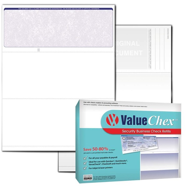 VersaCheck ValueChex - 500 Blank Business Voucher Checks - Blue