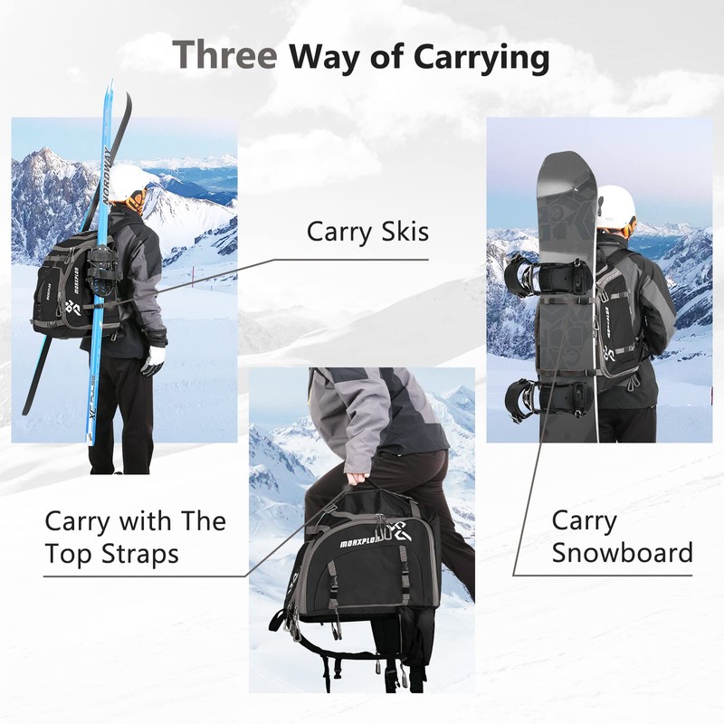 Ski Boot Bag - 65L Padded, Waterproof Ski Travel Backpack