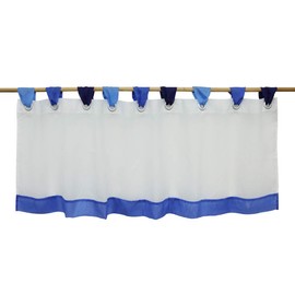 ESLIR Net Curtain with Loops, Kitchen Bistro Curtains, Transparent Short Curtains, Voile, Blue, H x W 45 x 120 cm, Pack of 1
