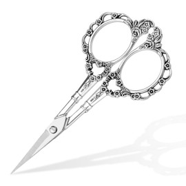 Embroidery Scissors, Vintage Plum Scissors, Cute 4.4inch Embroidery Scissors, Vintage European Style Scissors for Sewing Crafting, DIY Tools Dressmaker Small Shears (silver)
