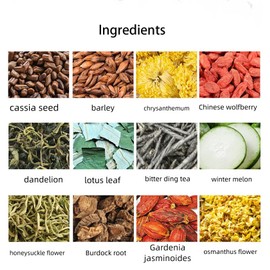 100% Pure Herbal Blend Plant-Pyramid Tea Bags （A box of 30 bags）5.29oz/150g，Caffeine Free, Gluten Free 菊花决明子茶(Chrysanthemum Cassia Seed Tea)