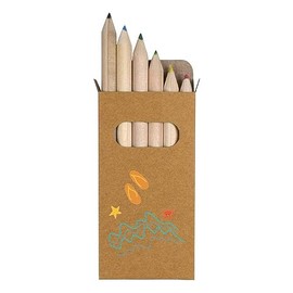 6 x 'At the beach' Short 85mm Pencils/Coloured Pencil Set (PE00054198)