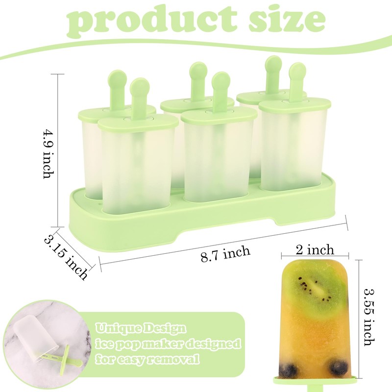 WMKGG Popsicles Molds Set, 6 PCS Ice Pop Mold,Homemade Ice