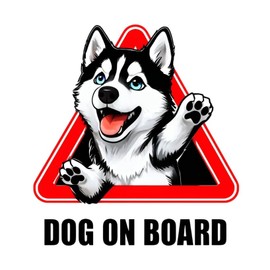 Dog on Board Sticker – 5 Inch Cute Husky Puppy Car Decal – Waterproof Vinyl Pet Alert Sign for Vehicles, Trucks, SUVs, Windows – Funny Dog Lover Gift & Safety Notice