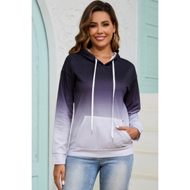 Korelayer Cute Graphic Hoodies for Women Drawstring Lightweight Sweatshirts with Pocket (Black,M)