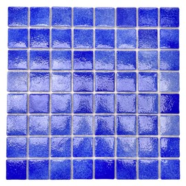 Blue Square 1-1/2 Recycled Glass Wall and Floor Tile for Kitchen Backsplash, Pool Tile, Bathroom Wall, Accent Wall (Not Peel and Stick Tile) (Royal Blue, Box of 10 Sheets)
