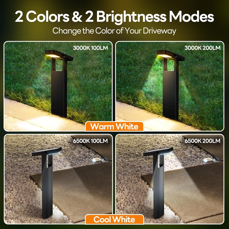 Solar Pathway Lights Outdoor 6 Pack, 360° Adjustable Panel, Multicolor