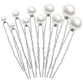 32 Pieces Wedding Pearl Hair Pins Bridal Pearl Rhinestone Hair Pins Hair Accessories U Shape Barrette for Bride Bridesmaid Women Girls (Silver)