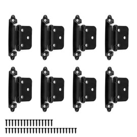 Pack of 8 Small JANDH 1.4 mm Black Mini Hinges, Folding Hinge with 40 Screws, Heavy Duty Hinge for Fixed Doors, Entrance Doors, Bedroom Doors