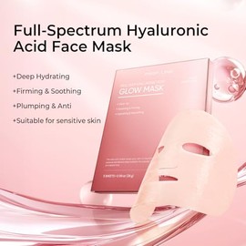 Real Deep Hyaluronic Acid Glow Mask, Tranexamic Acid & Niacinamide Face Mask, Deep Hydrating & Soothing Mask for Redness-Prone, Dry Skin, Brightening 