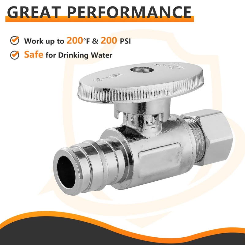 2-PCs HeSun Expansion Pex Straight Stop Valve, 1/2" PEX-A x