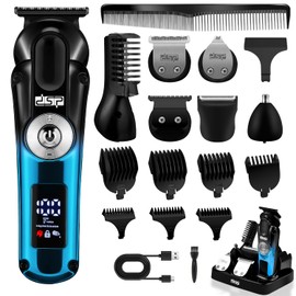 DSP Men's Grooming Kit, Beard Trimmer for Men, Nose Trimmer, Body Trimmer, Foil Shaver, T-Blade, Mustache, Cordless Hair Trimmer, IPX6 Waterproof,2 Speeds Adjustable, Gift for Men (Blue)